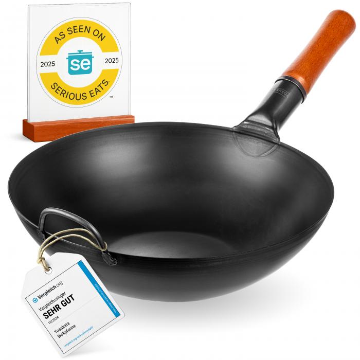 Yosukata Wok de Acero al Carbono Negro de 34cm