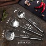 Small Yosukata Set de Utensilios para Wok (Espátula de 17 pulgadas y Cucharón y Espumadera de Acero Inoxidable)