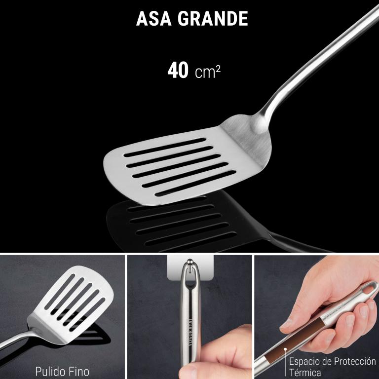 Yosukata Set de Utensilios para Wok (Espátula de 17 pulgadas y Cucharón y Volteador de Acero Inoxidable)