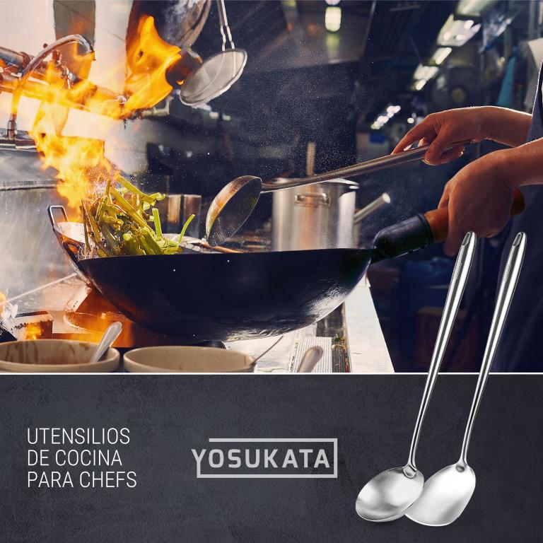 Yosukata Juego de Espátula y Cucharón para wok de 43cm