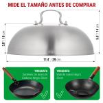 Small Yosukata Tapa para Wok de 29 cm - Tapadera para Wok de Acero Inoxidable