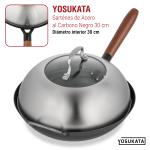 Small Yosukata Tapa para Wok de 29 cm - Tapadera para Wok de Acero Inoxidable