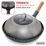 Small Yosukata Tapa para Wok de 32.5 cm - Tapadera para Wok de Acero Inoxidable