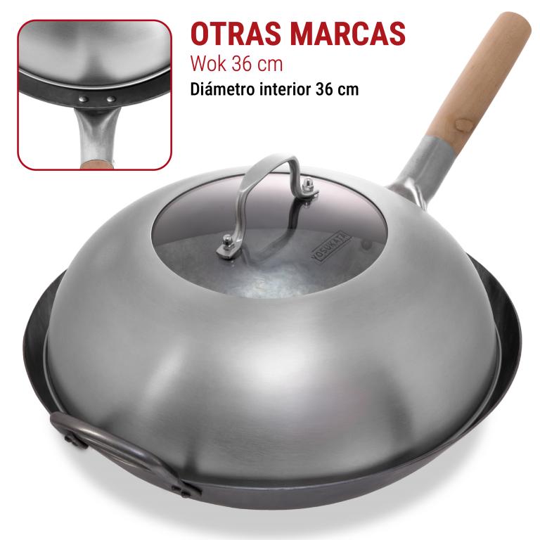 Yosukata Tapa para Wok de 32.5 cm - Tapadera para Wok de Acero Inoxidable