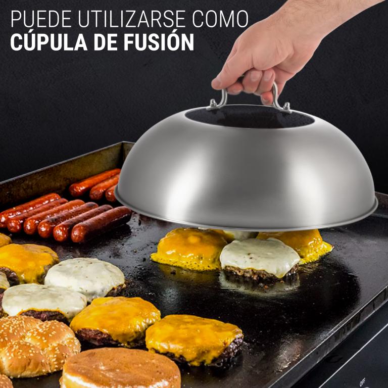 Yosukata Tapa para Wok de 32.5 cm - Tapadera para Wok de Acero Inoxidable