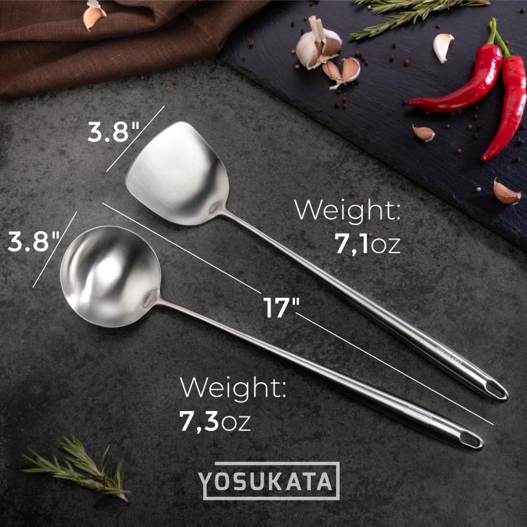 Yosukata Juego de Espátula y Cucharón para wok de 43cm