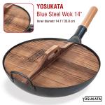 Small Yosukata Tapa de Madera de 36cm para Woks de Acero al Carbono y Hierro Fundido
