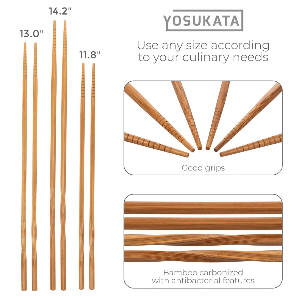 Yosukata Juego de espátula y cucharón de hierro de 43 cm y palillos para wok