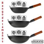 Small Yosukata Wok de Acero al Carbono Negro de 34cm