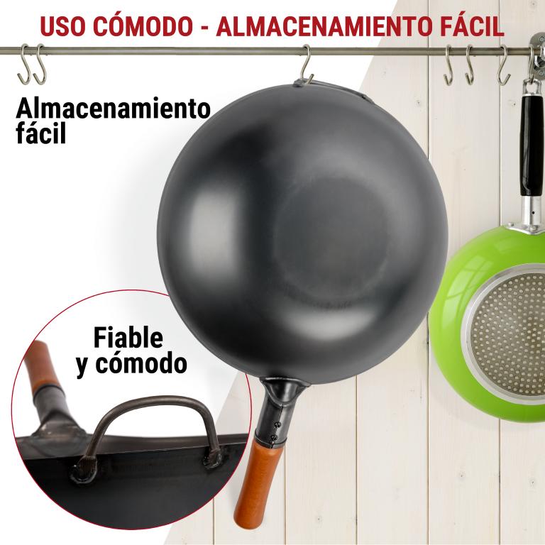 Yosukata Wok de Acero al Carbono Negro de 34cm