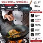 Small Yosukata Wok de Acero al Carbono Azul de 34 cm