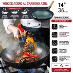 Small Yosukata Wok de Acero al Carbono Azul de 36cm