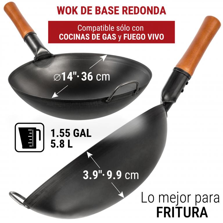 Yosukata Wok de Acero al Carbono Negro de 36cm