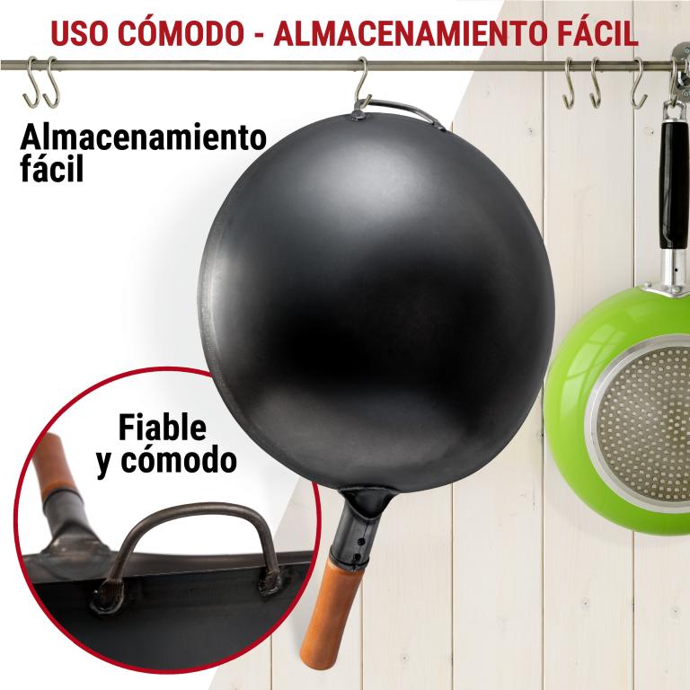 Yosukata Wok de Acero al Carbono Negro de 36cm