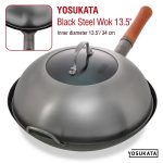 Small Yosukata Tapa para Wok de 32.5 cm - Tapadera para Wok de Acero Inoxidable