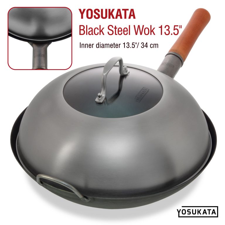 Yosukata Tapa para Wok de 33 cm - Tapadera para Wok de Acero Inoxidable