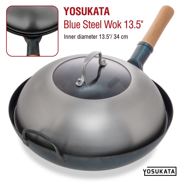 Yosukata Tapa para Wok de 32.5 cm - Tapadera para Wok de Acero Inoxidable