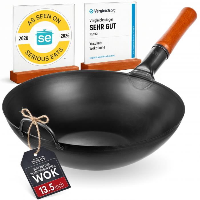 Wok de Acero al Carbono Negro de 34cm