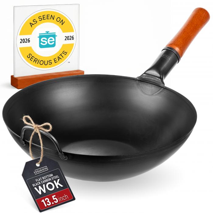 Yosukata Wok de Acero al Carbono Negro de 34cm